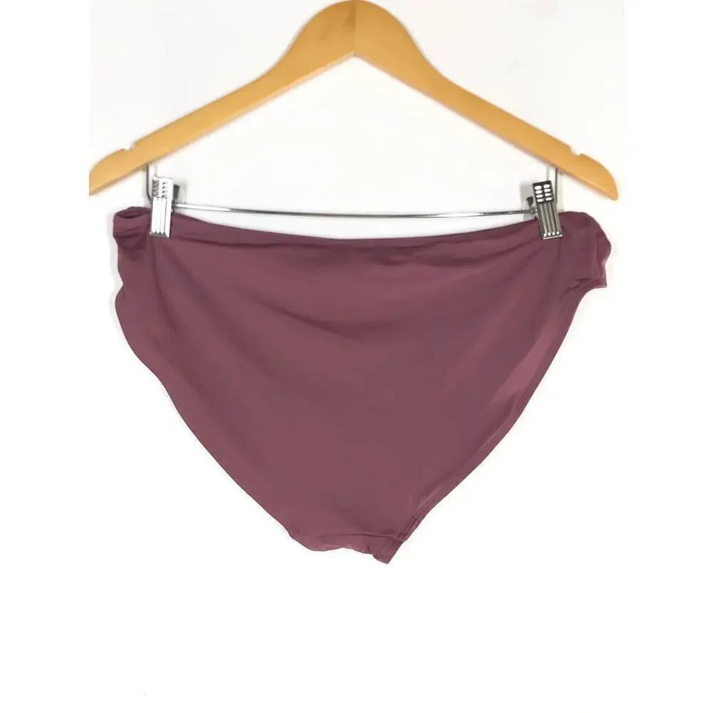 Andie The Bikini Bottom Stretch Swim Brief Cactus Flower Mauve Purple NWT XL